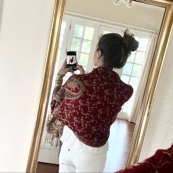 Paisley Burgundy 100% Pashmina - Picture 9 of 9